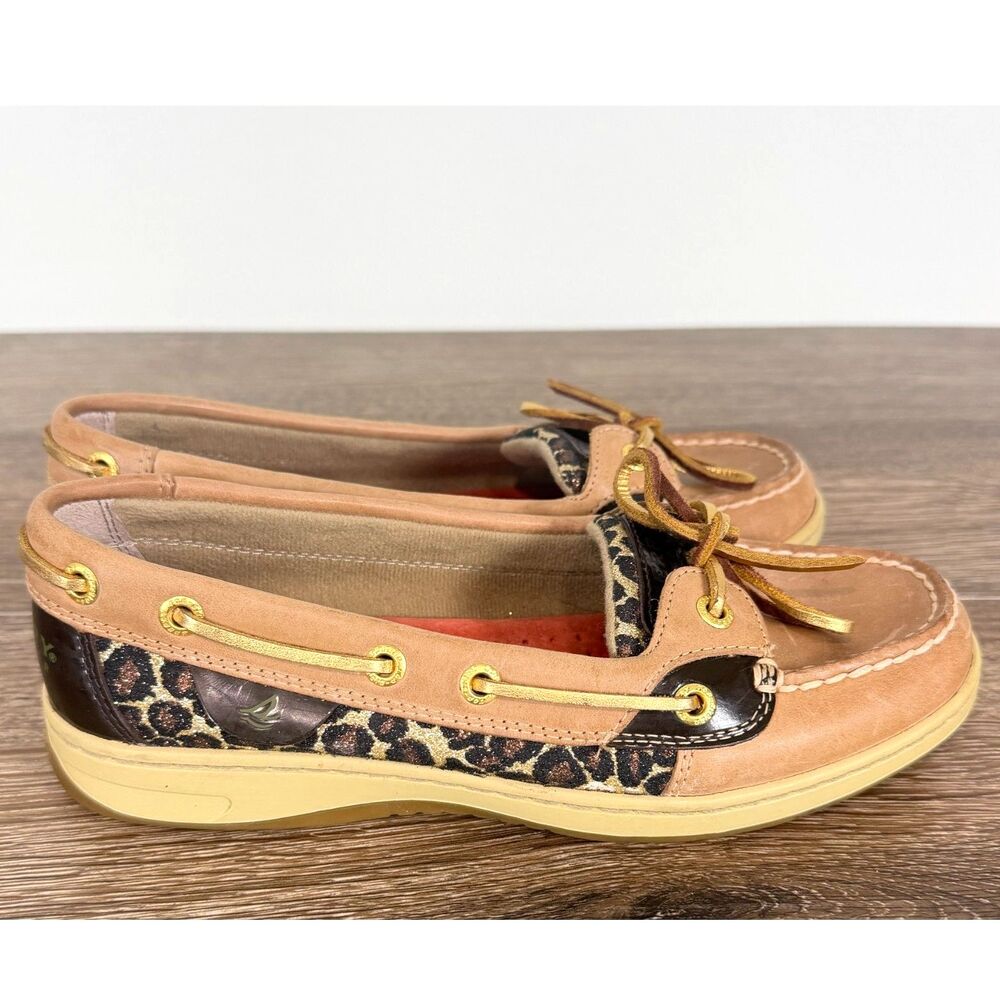 Sperry Top-Sider Leopard Animal Print Boat Shoes Women's 6.5 Leather